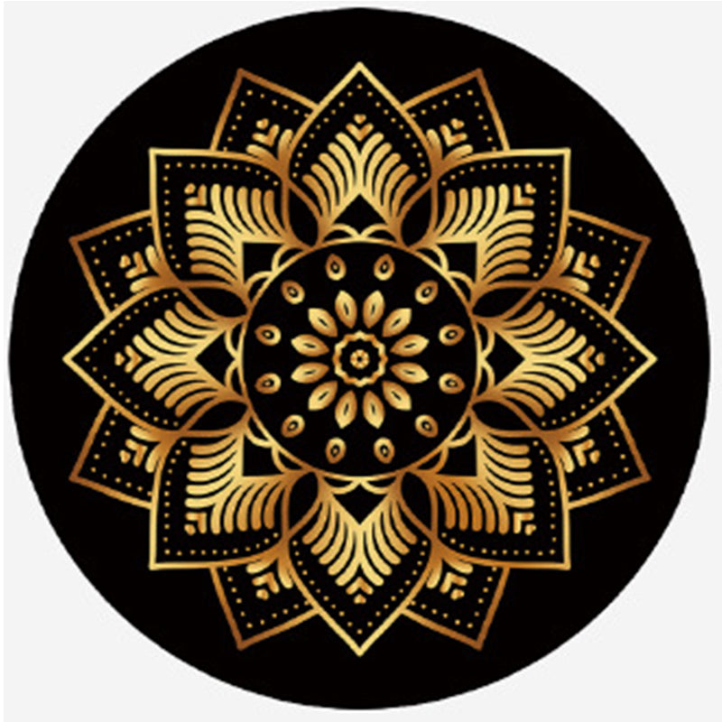 Gold Living Room Indoor Rug Modern Medallion Carpet Polyester Rug Non-Split Carpet