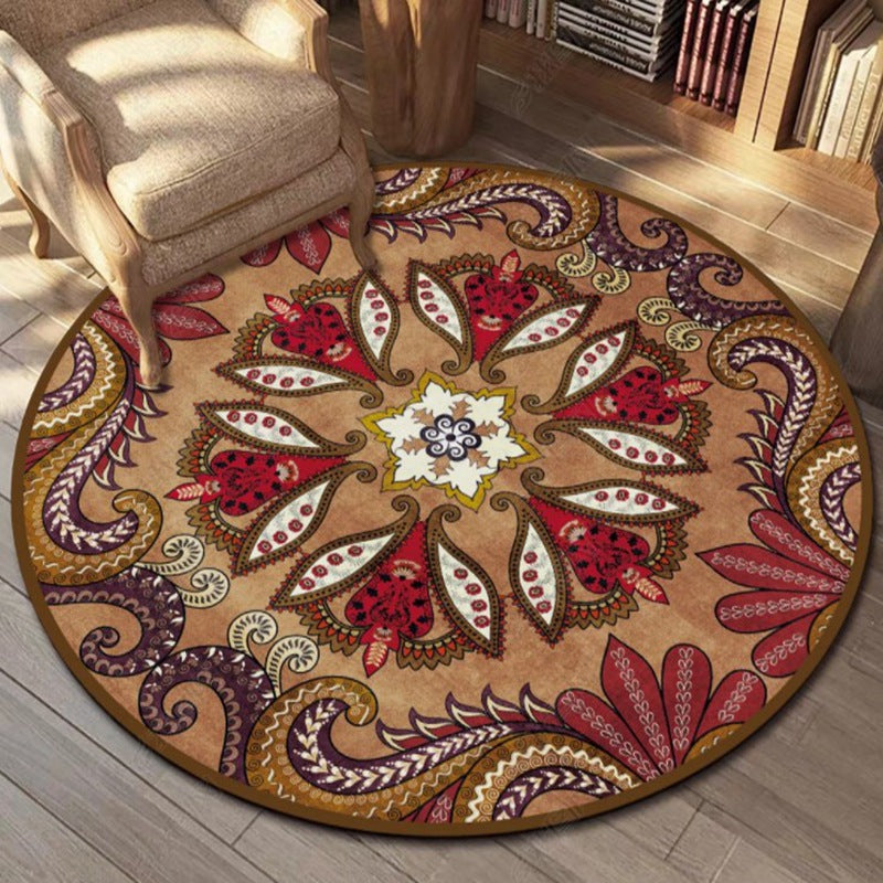 Bohemian Americana Pattern Rug Apricot Polyester Area Rug Anti-Slip Area Carpet for Bedroom