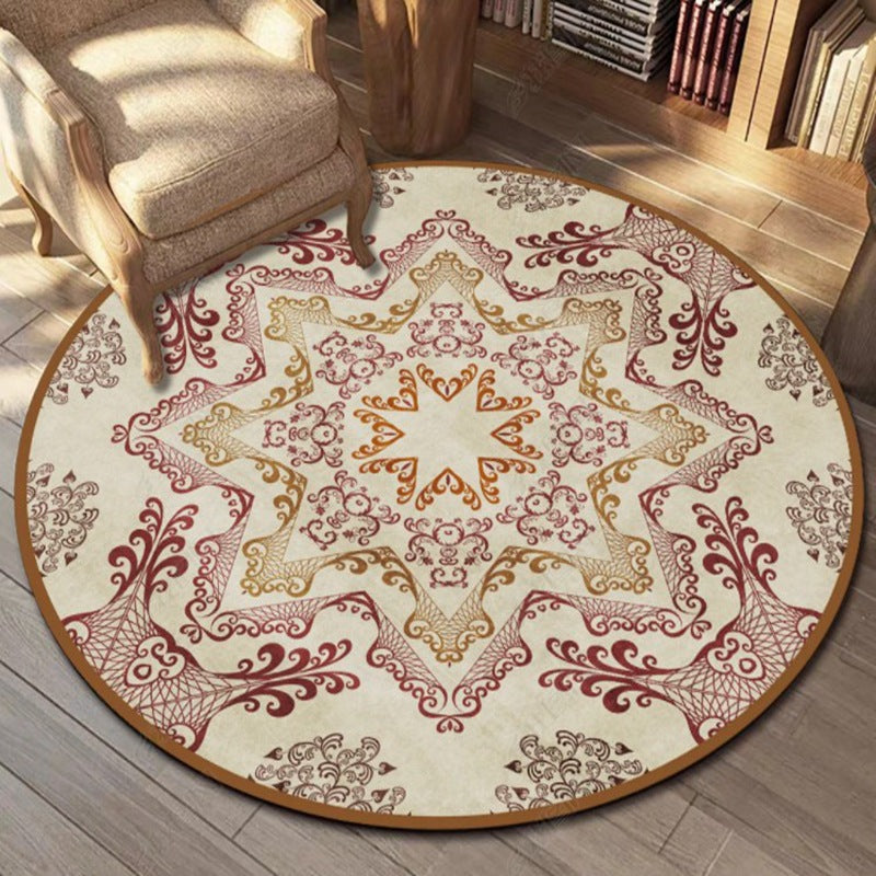 Bohemian Americana Pattern Rug Apricot Polyester Area Rug Anti-Slip Area Carpet for Bedroom