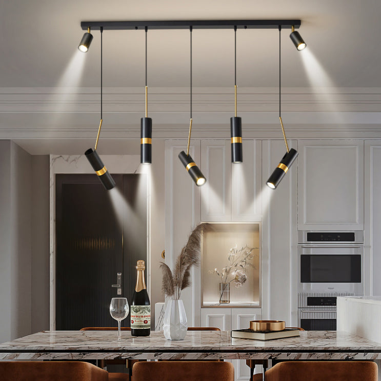 Idee per illuminazione dell'isola a led in metallo moderno lampada lampadario lineare per sala da pranzo