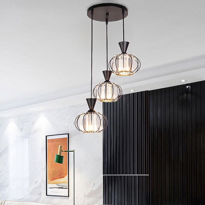 Lampe à suspension sphérique nordique lampe à manger en cristal Pendant Light en noir