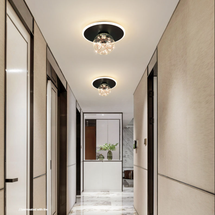 Global Glass Plafonnier moderne à 1 lumière à montage encastré à LED pour couloir