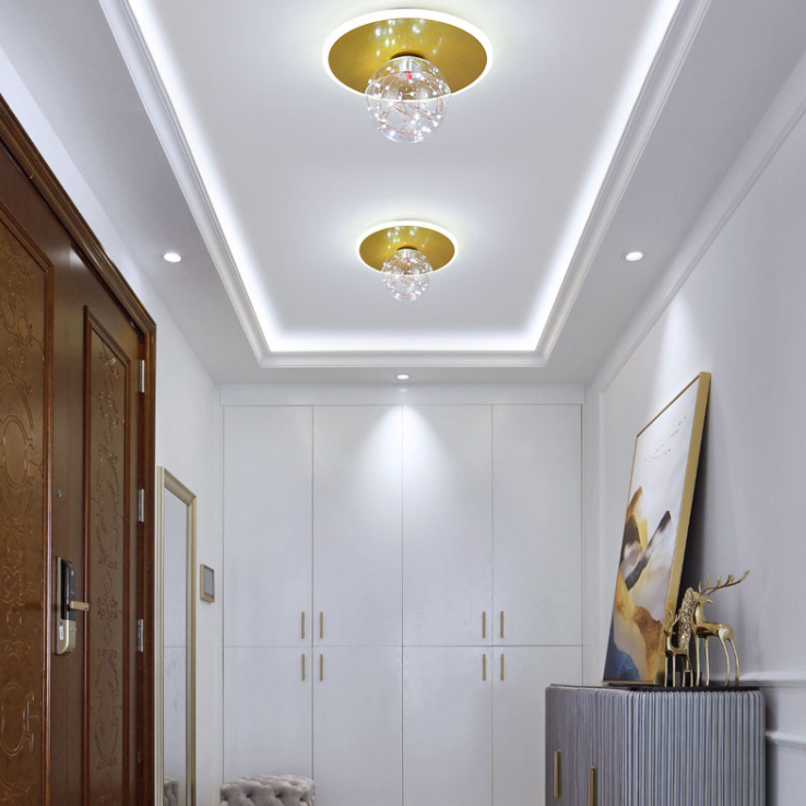 Global Glass Plafonnier moderne à 1 lumière à montage encastré à LED pour couloir