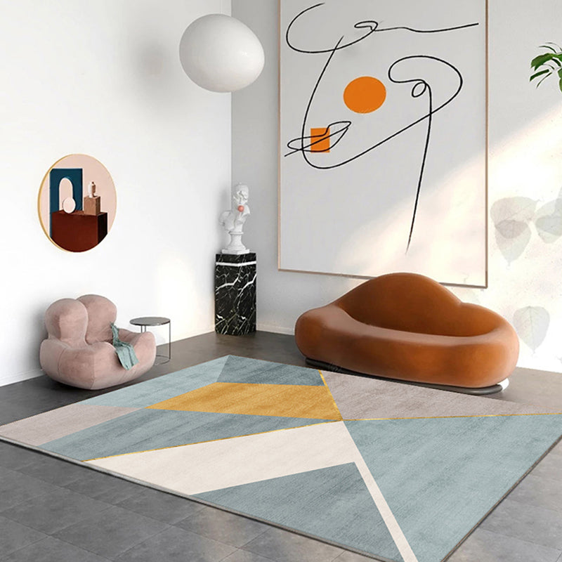 Multicolor Modern Area Rug Polyester Geometric Print Rug Non-Slip Backing Indoor Rug for Living Room