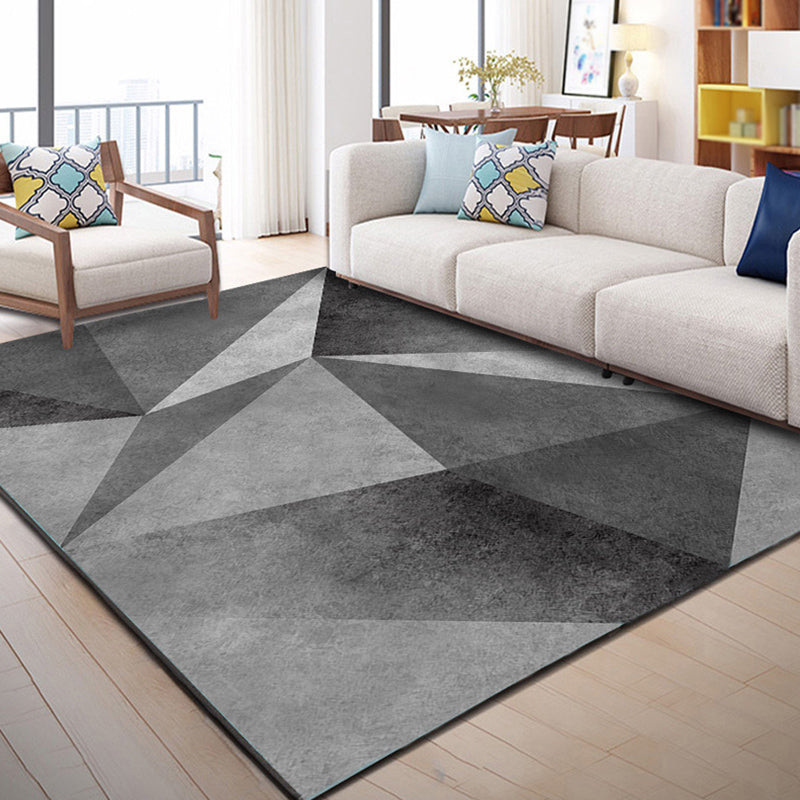 Multicolor Bedroom Carpet Modern Geometric Splicing Area Rug Polyester with Non-Slip Backing Rug