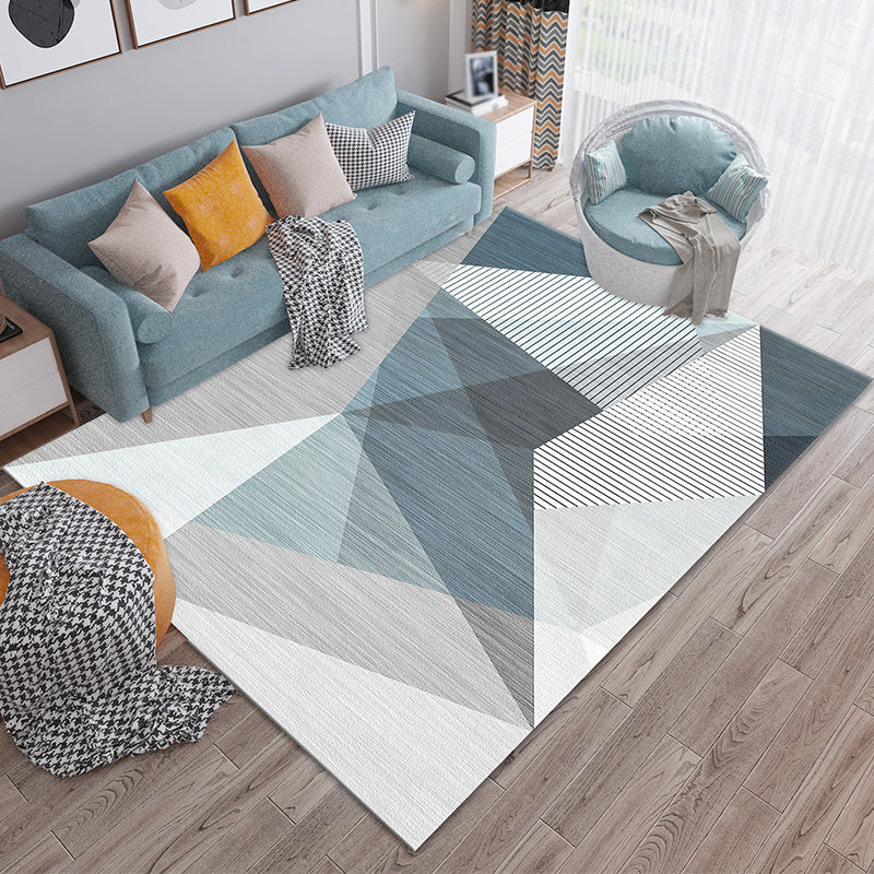 Simple Triangle Print Rug Multicolor Polyester Area Carpet Non-Slip Backing Rug for Living Room