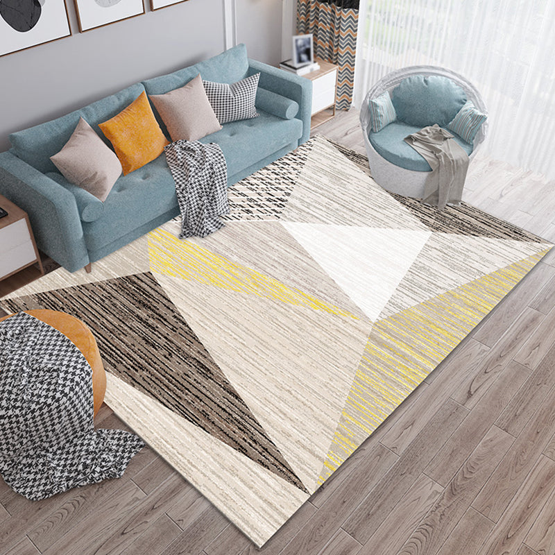 Simple Triangle Print Rug Multicolor Polyester Area Carpet Non-Slip Backing Rug for Living Room