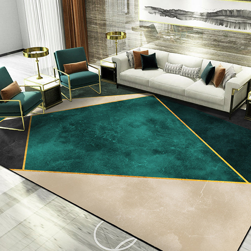 Luxury Geometric Lines Rug Multicolor Polyester Area Carpet Non-Slip Backing Rug for Living Room