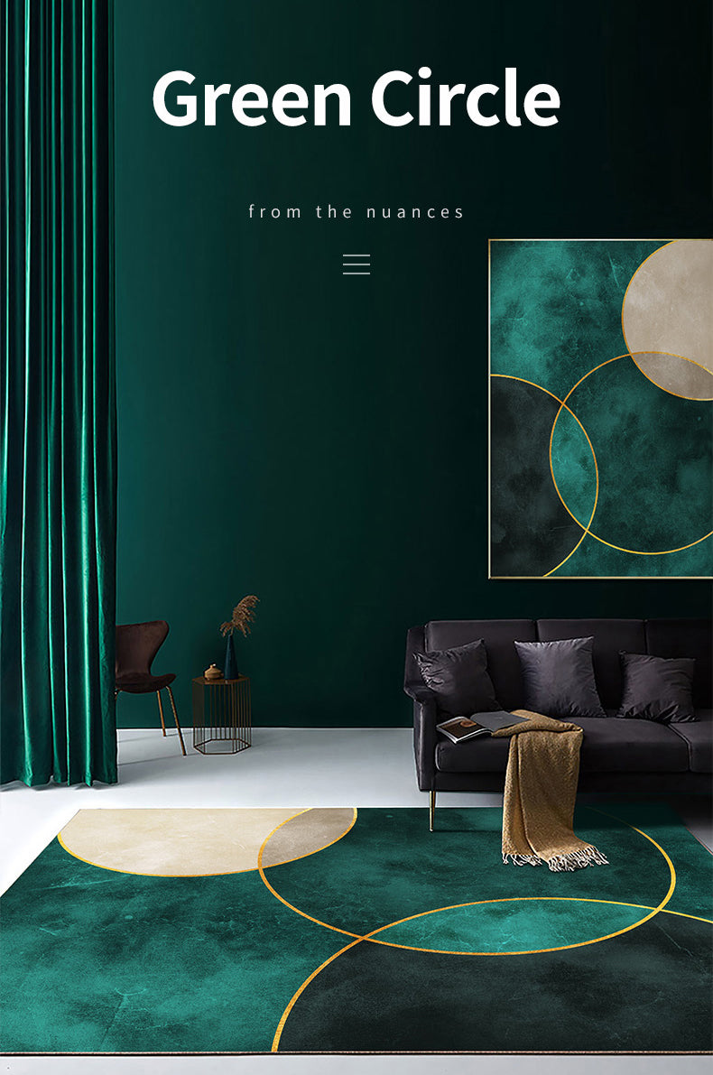 Luxury Geometric Lines Rug Multicolor Polyester Area Carpet Non-Slip Backing Rug for Living Room