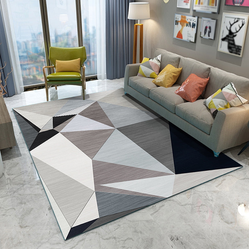 Multicolor Comfort Indoor Rug Polyester Geometric Print Carpet Non-Slip Backing Rug for Living Room