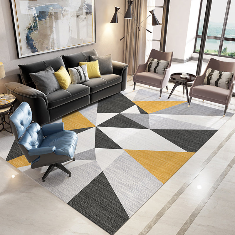 Multicolor Comfort Indoor Rug Polyester Geometric Print Carpet Non-Slip Backing Rug for Living Room
