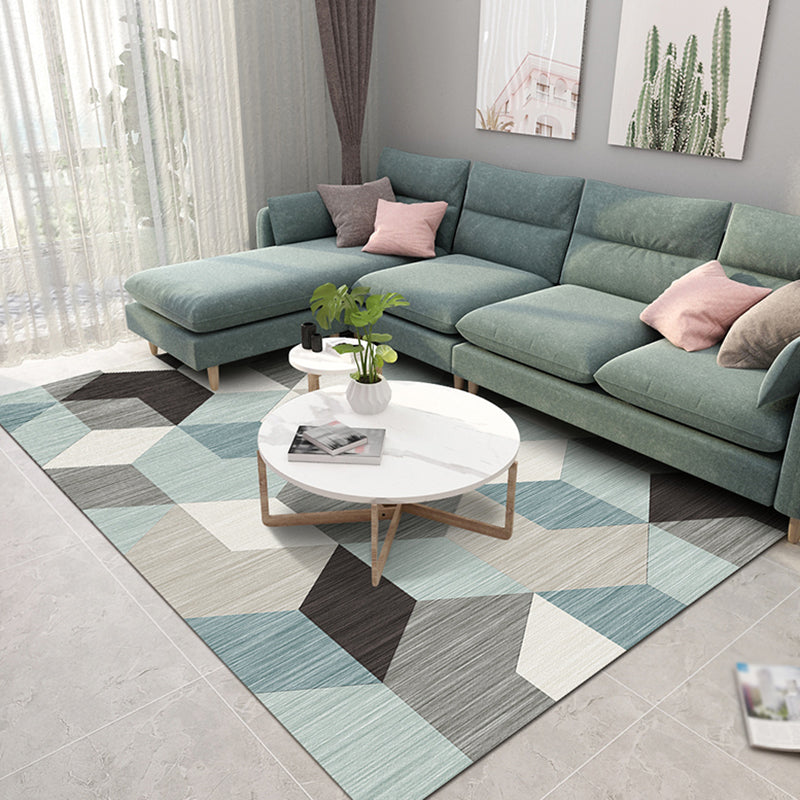 Multicolor Comfort Indoor Rug Polyester Geometric Print Carpet Non-Slip Backing Rug for Living Room