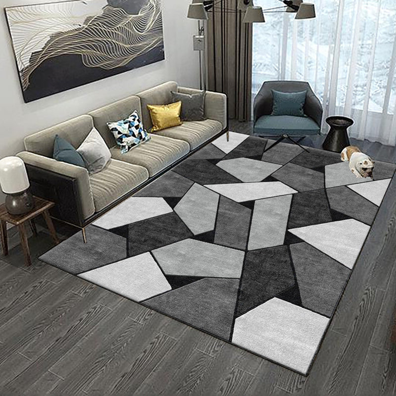 Multicolor Living Room Carpet Luxury Triangle Pattern Indoor Rug Polyester with Stain Resistant Rug