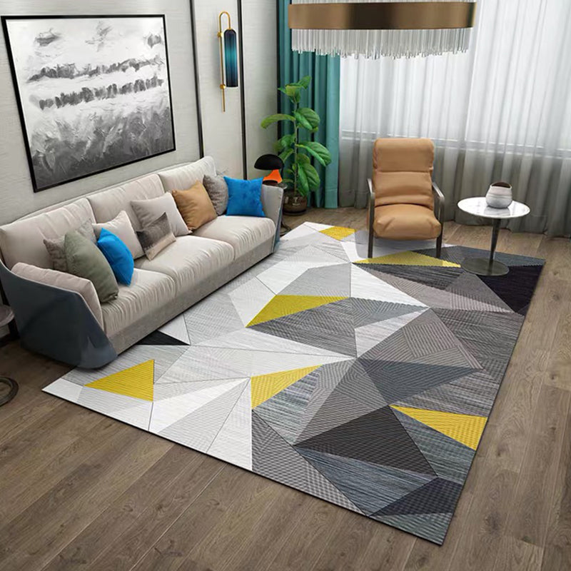 Multicolor Living Room Carpet Luxury Triangle Pattern Indoor Rug Polyester with Stain Resistant Rug