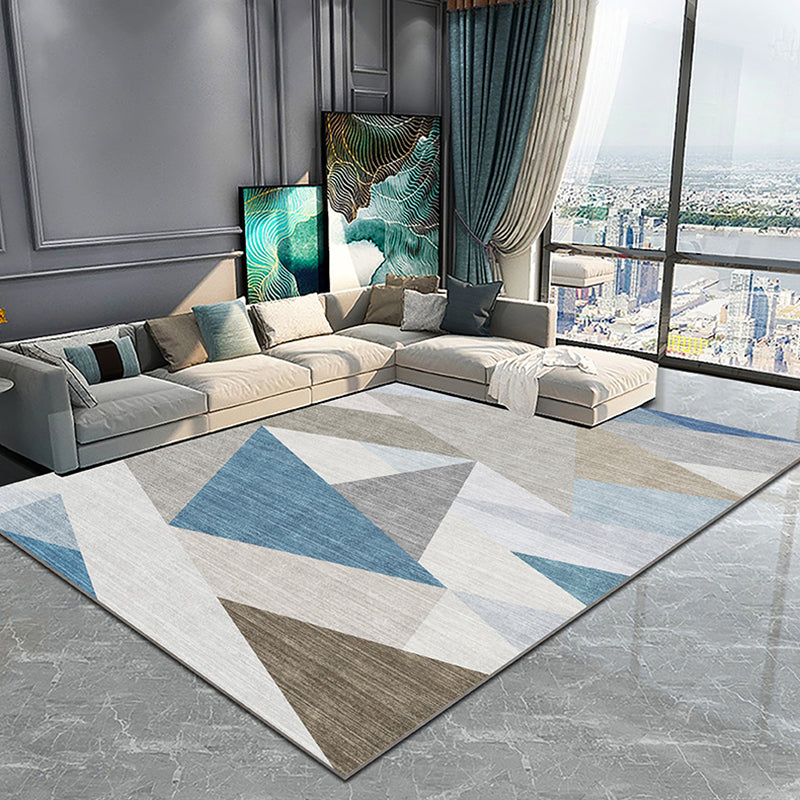 Multicolor Home Decoration Carpet Modern Triangle Print Area Rug Polyester with Non-Slip Backing Rug
