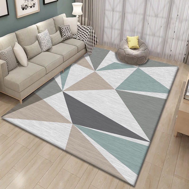 Multicolor Nordic Indoor Rug Polyester Triangle Print Rug Non-Slip Backing Area Rug for Living Room