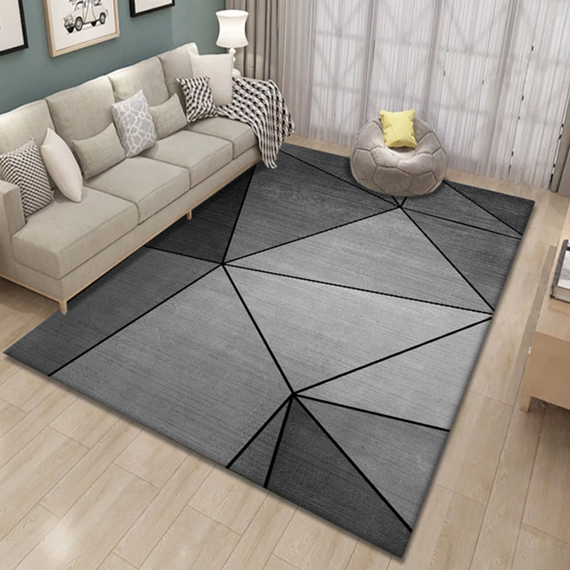 Multicolor Nordic Indoor Rug Polyester Triangle Print Rug Non-Slip Backing Area Rug for Living Room