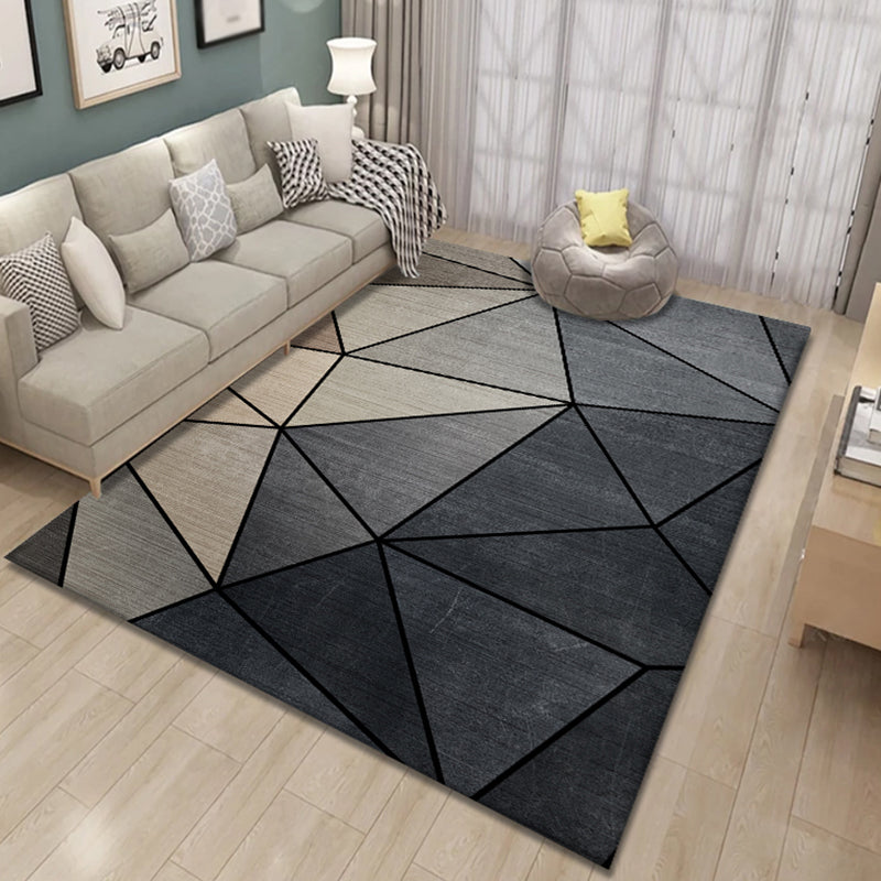 Multicolor Nordic Indoor Rug Polyester Triangle Print Rug Non-Slip Backing Area Rug for Living Room