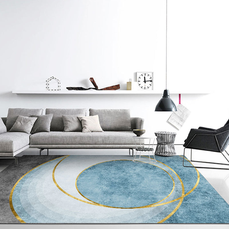 Multicolor Casual Indoor Rug Polyester Splicing Print Rug Non-Slip Backing Area Rug for Living Room