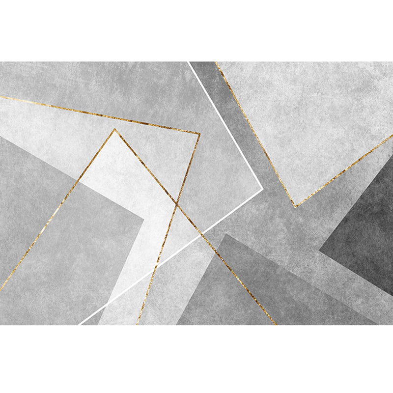 Grey Tone Modern Indoor Rug Polyester Triangle Print Carpet Non-Slip Backing Rug for Home Decoration