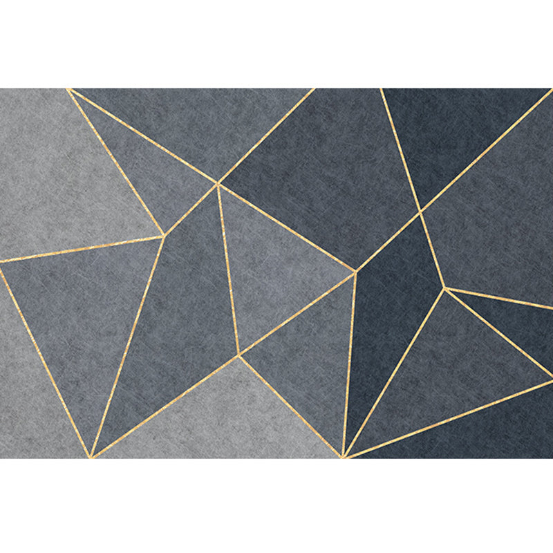 Grey Tone Modern Indoor Rug Polyester Triangle Print Carpet Non-Slip Backing Rug for Home Decoration