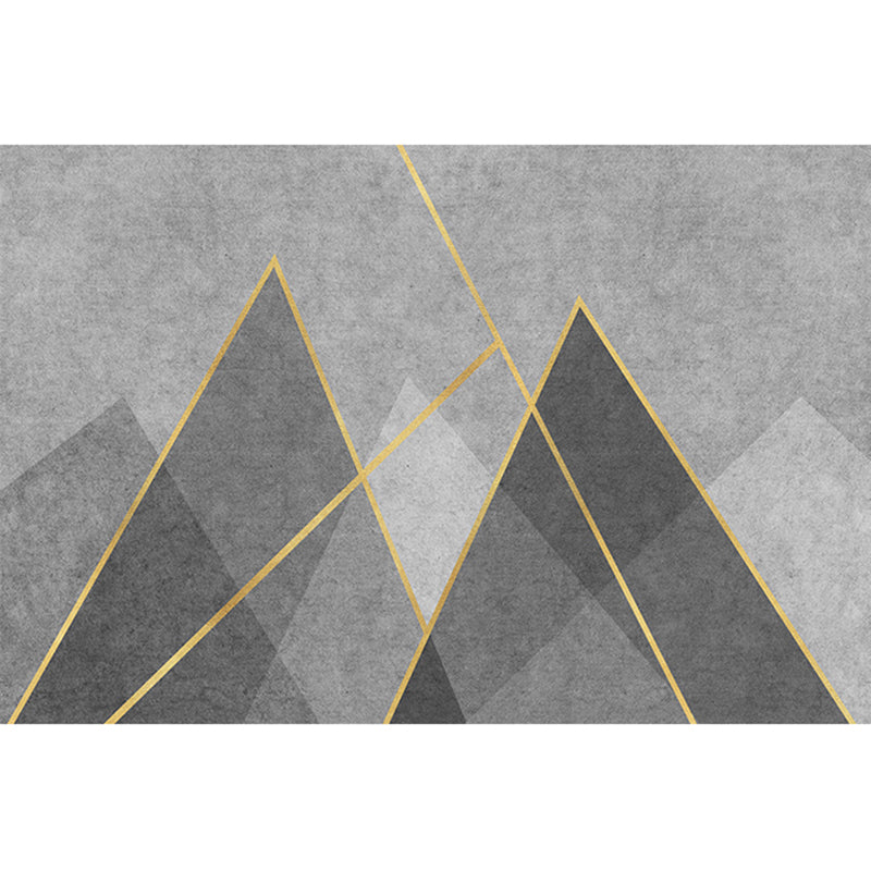 Grey Tone Modern Indoor Rug Polyester Triangle Print Carpet Non-Slip Backing Rug for Home Decoration