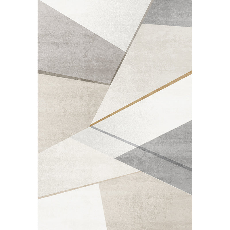 Apricot Tone Nordic Indoor Rug Polyester Geometric Print Carpet Non-Slip Backing Rug for Living Room