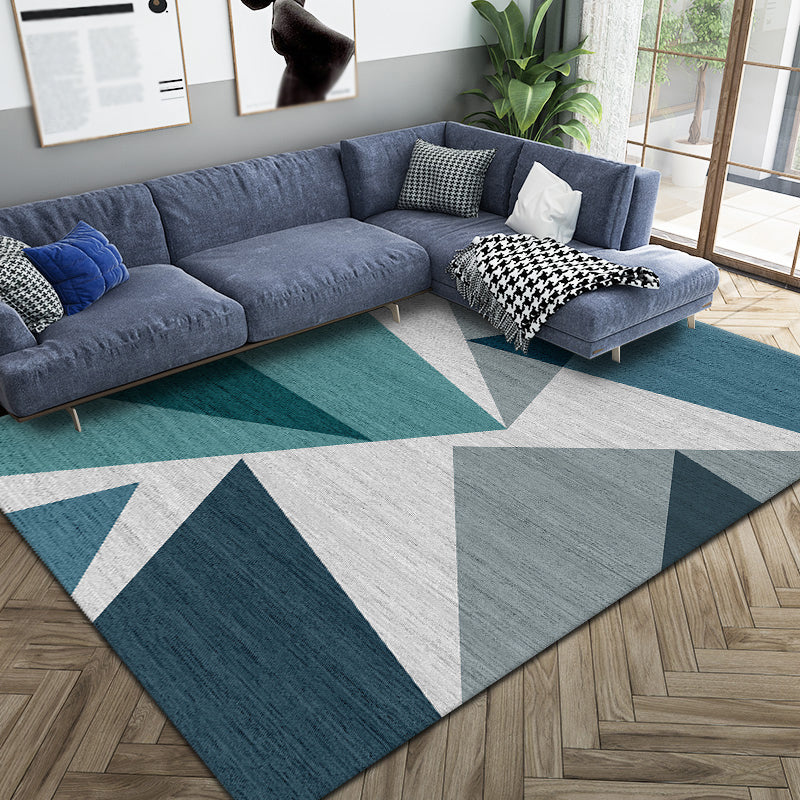 Tapis d'intérieur de luxe de couleur foncée, imprimé géométrique en Polyester, facile d'entretien, pour la décoration de la maison