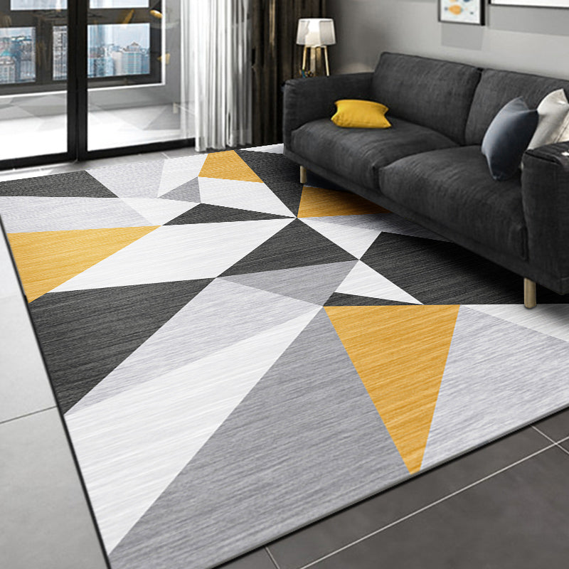 Tapis d'intérieur de luxe de couleur foncée, imprimé géométrique en Polyester, facile d'entretien, pour la décoration de la maison