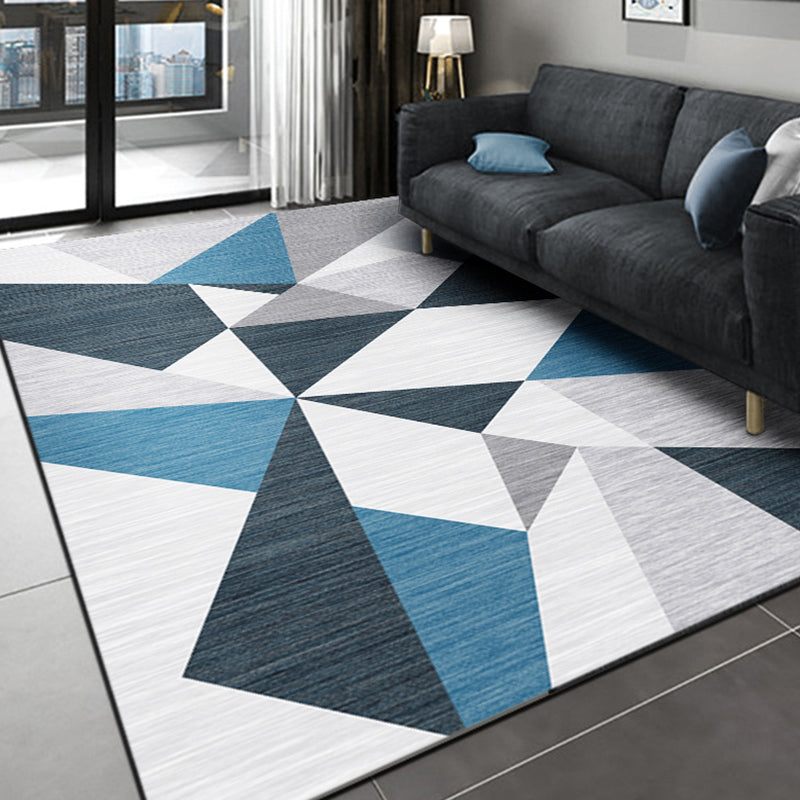 Tapis d'intérieur de luxe de couleur foncée, imprimé géométrique en Polyester, facile d'entretien, pour la décoration de la maison