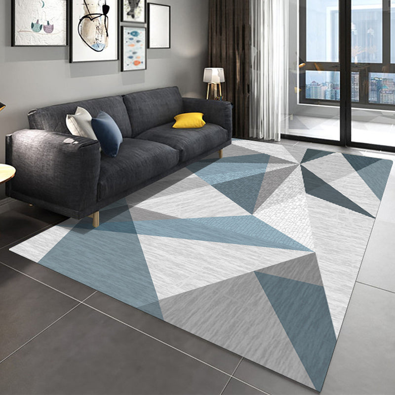 White Tone Simple Indoor Rug Polyester Geometric Print Rug Easy Care Area Rug for Home Decoration