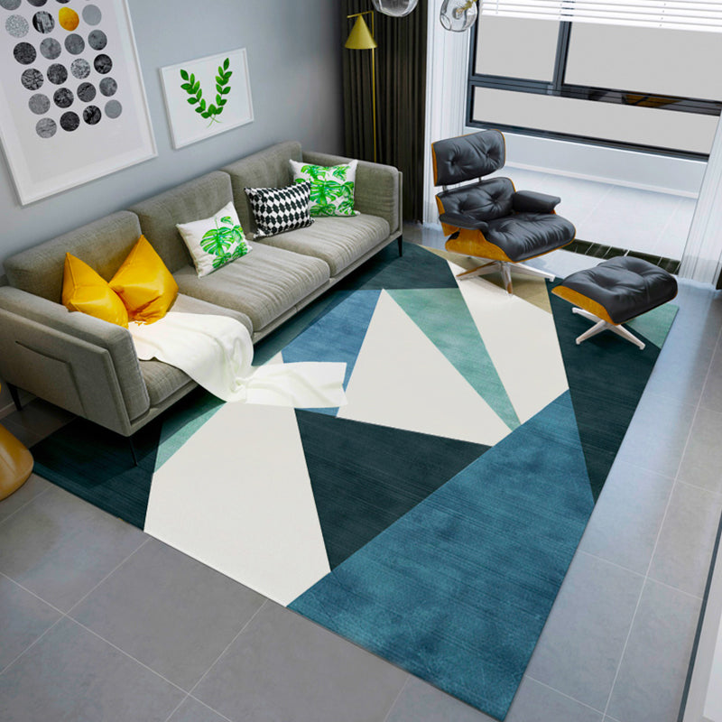 White Tone Simple Indoor Rug Polyester Geometric Print Rug Easy Care Area Rug for Home Decoration