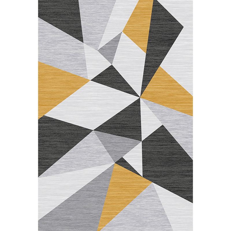 Grey Tone Modern Indoor Rug Polyester Triangle Print Rug Stain Resistant Area Rug for Living Room