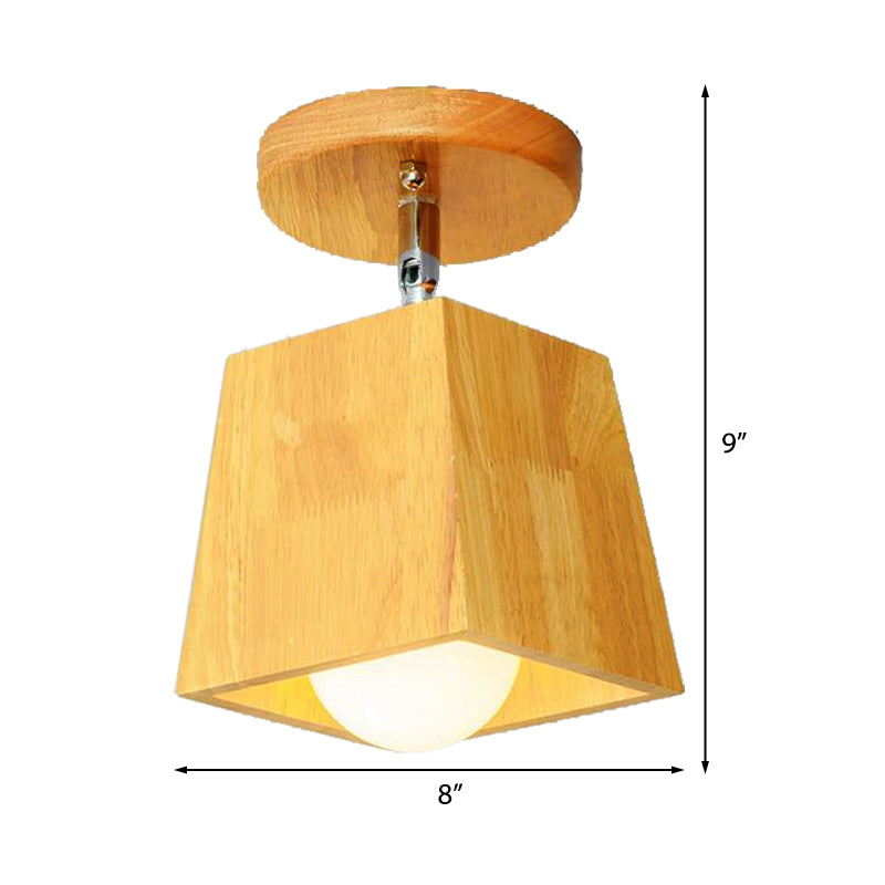 Lámparas de techo semiincrustadas de madera cuadrada / en forma de cuerno / piña moderna 1 lámpara de techo interior
