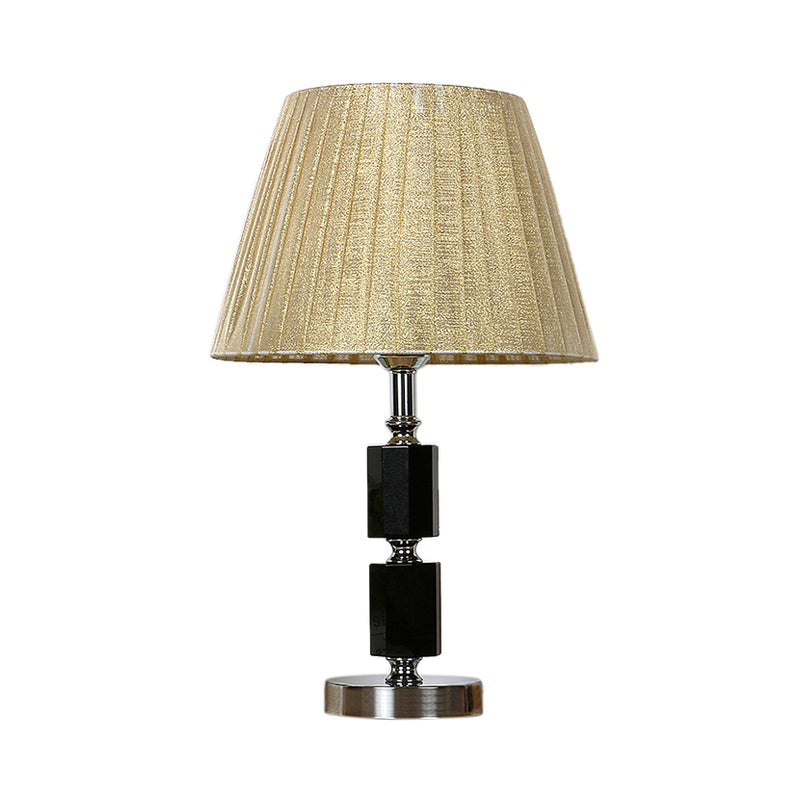 Lampe de table en cristal à ampoule unique, campagne, tambour conique Beige, veilleuse pour chambre à coucher