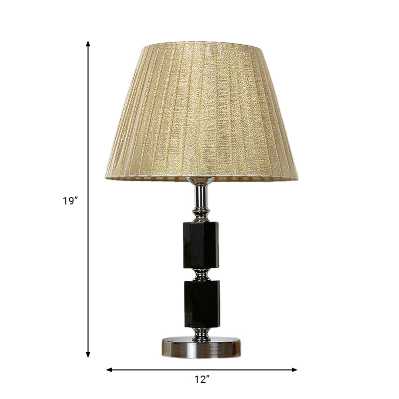 Lampe de table en cristal à ampoule unique, campagne, tambour conique Beige, veilleuse pour chambre à coucher