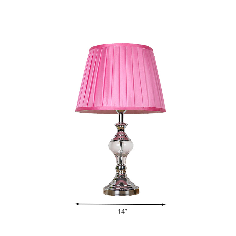 Enkele lampstof Nachtlamp landelijke roos rood vat schaduw slaapkamer nachtkastje licht met kristal accent