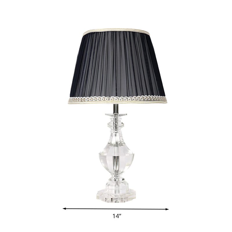 Lampe de table de nuit en forme de baril pour chambre à coucher, lumière unique traditionnelle en cristal noir, avec garniture tressée
