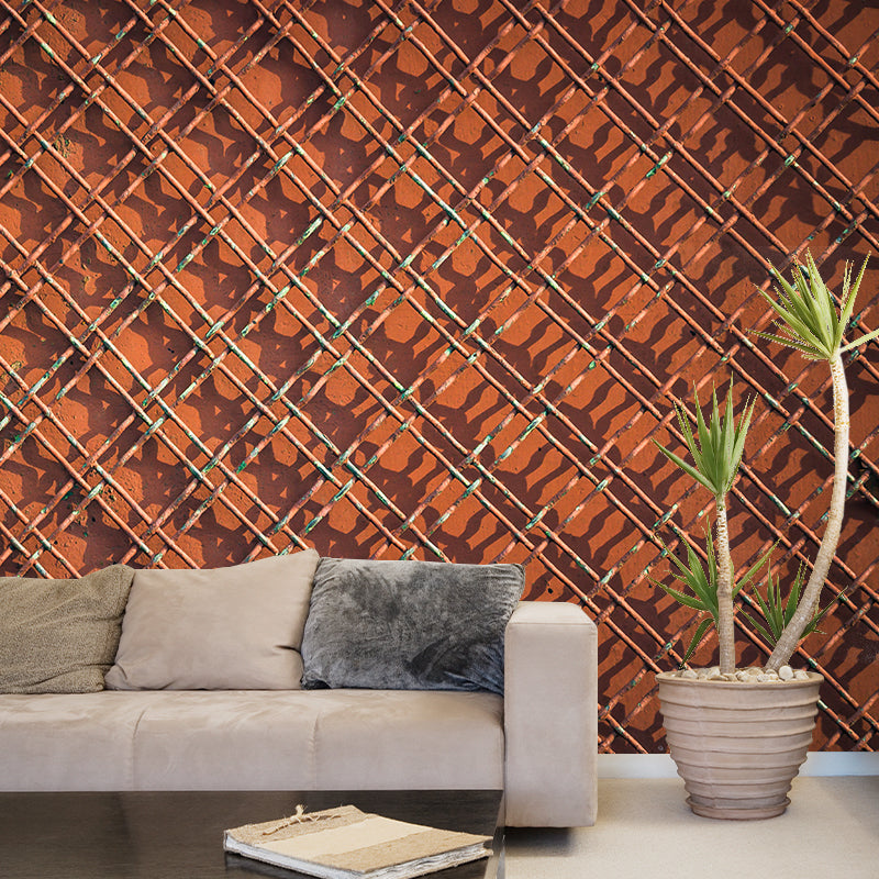 Industry Metal Gear Mural Wallpaper Dark Color Mildew Resistant Wall Covering
