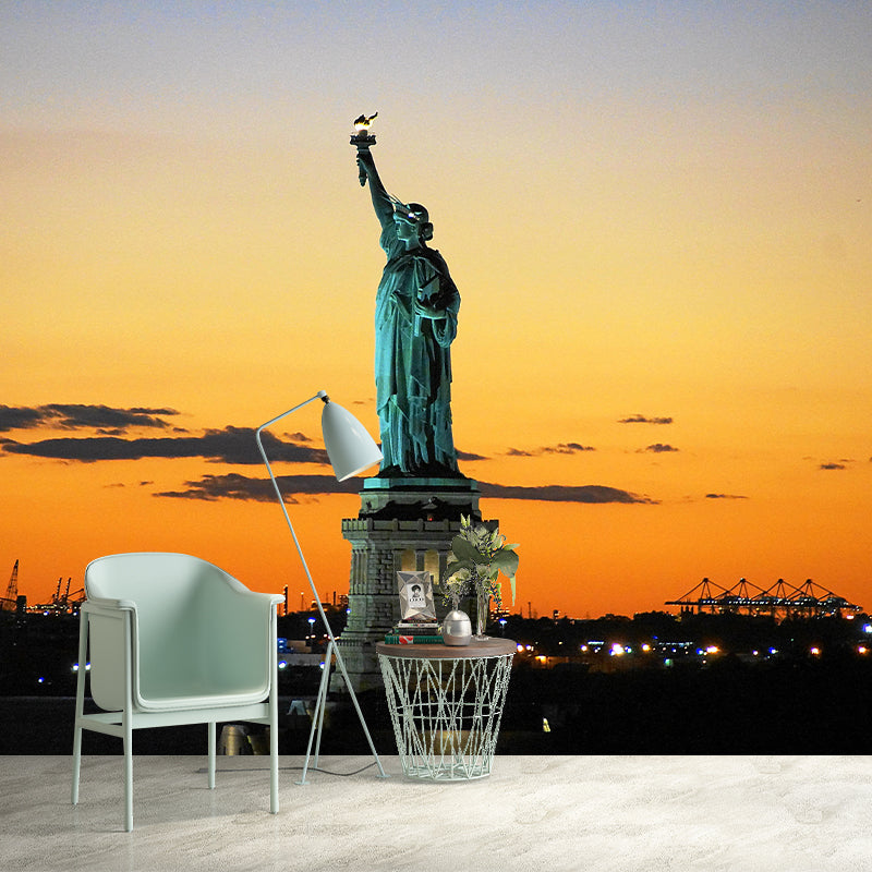 Statue of Liberty Building Mural Moisture Resistant Living Room Wall Mural