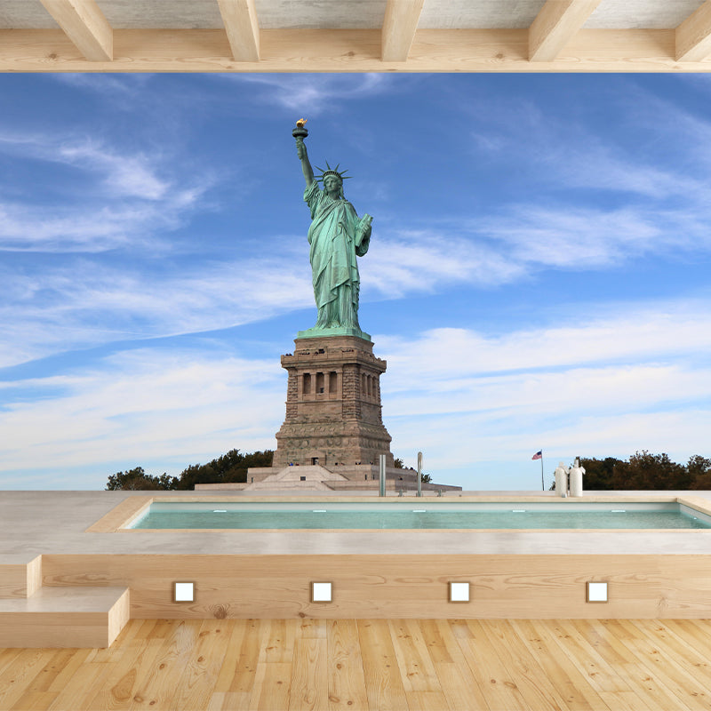 Statue of Liberty Building Mural Moisture Resistant Living Room Wall Mural