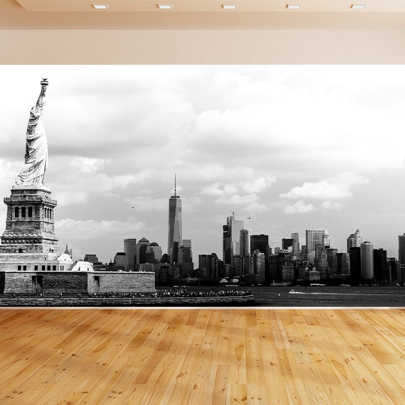 Statue of Liberty Building Mural Moisture Resistant Living Room Wall Mural