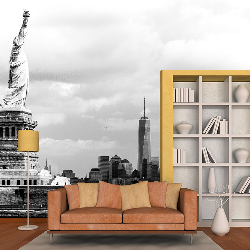 Statue of Liberty Building Mural Moisture Resistant Living Room Wall Mural
