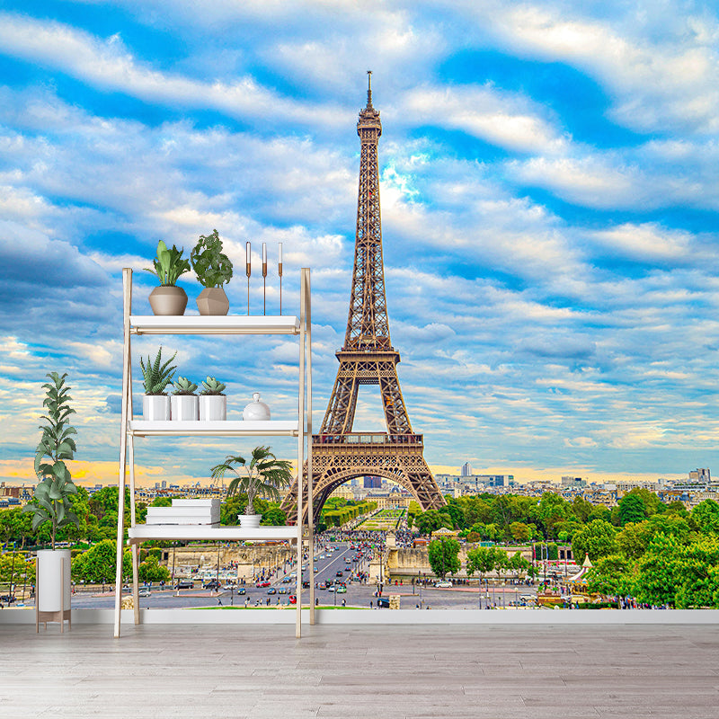 Modern Mural Time-Honored Eiffel Tower Construction Living Room Wall Mural