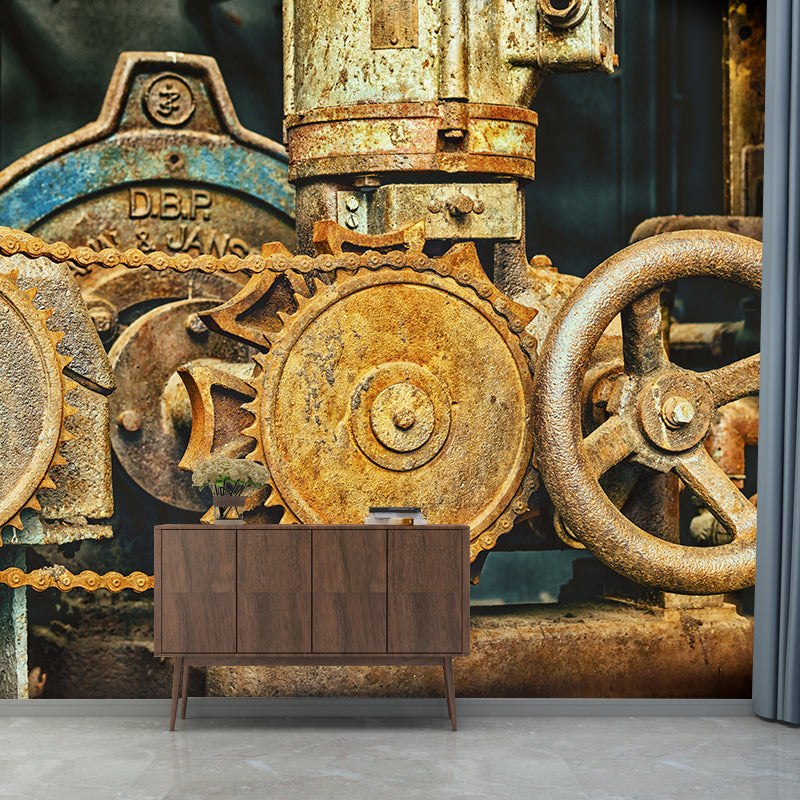 Industrial Sytyle Metal Gear Mural Wallpaper Living Room Wall Covering ,Customised