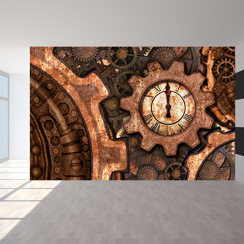 Industrial Sytyle Metal Gear Mural Wallpaper Living Room Wall Covering ,Customised