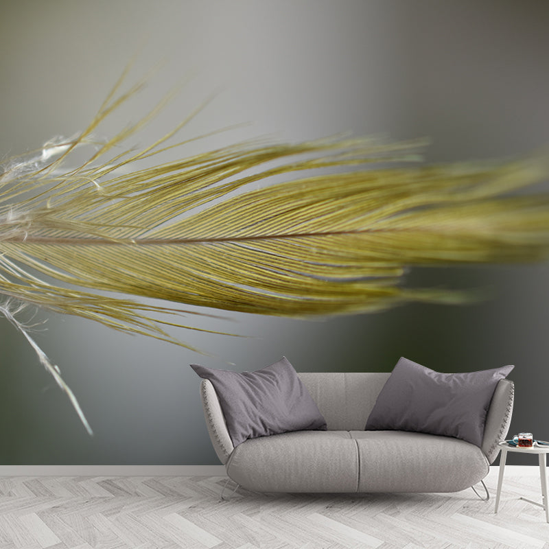 Minimalism Style Feather Wall Mural for Sitting Room Light Color, Personalized Size Available