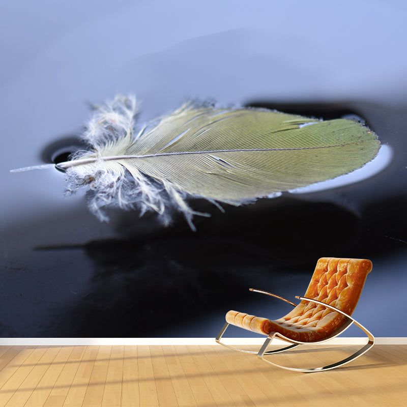 Minimalism Style Feather Wall Mural for Sitting Room Light Color, Personalized Size Available