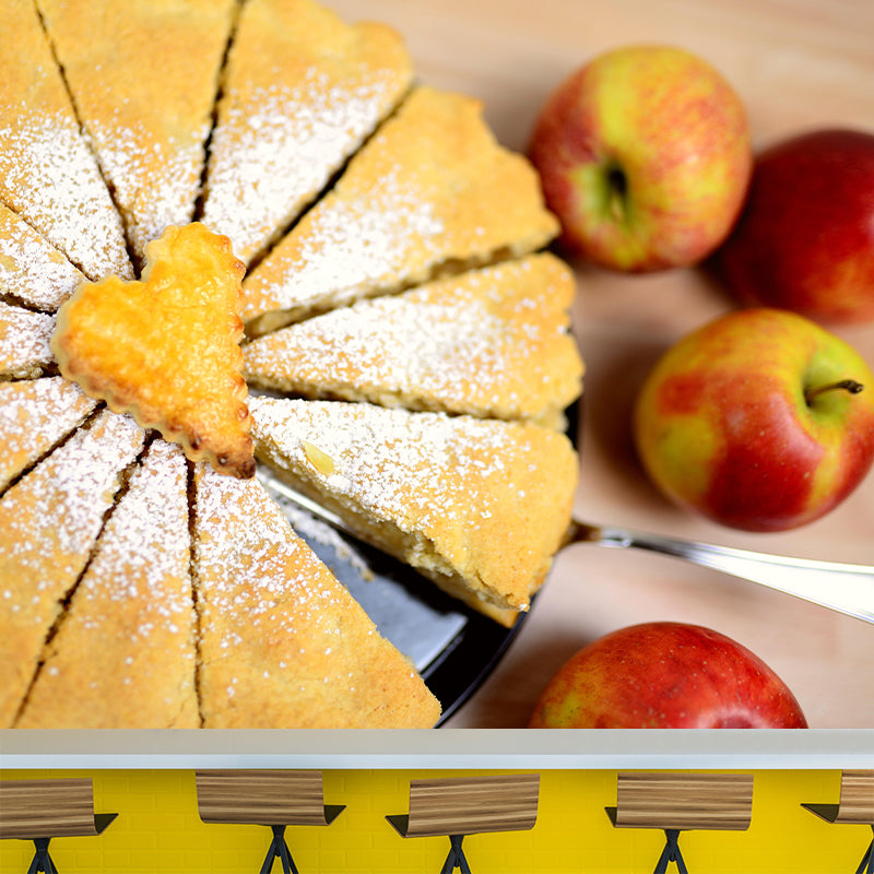 Light Color Photography Apple Pie Mural Stain Resistant Contemporary Dessert Shop Wall Murals
