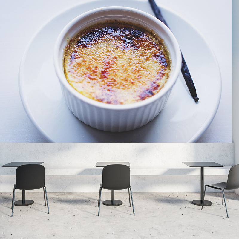 Contemporary Photography Mural with Caramel Pudding Pattern Decorative Dessert Shop Wall Covering